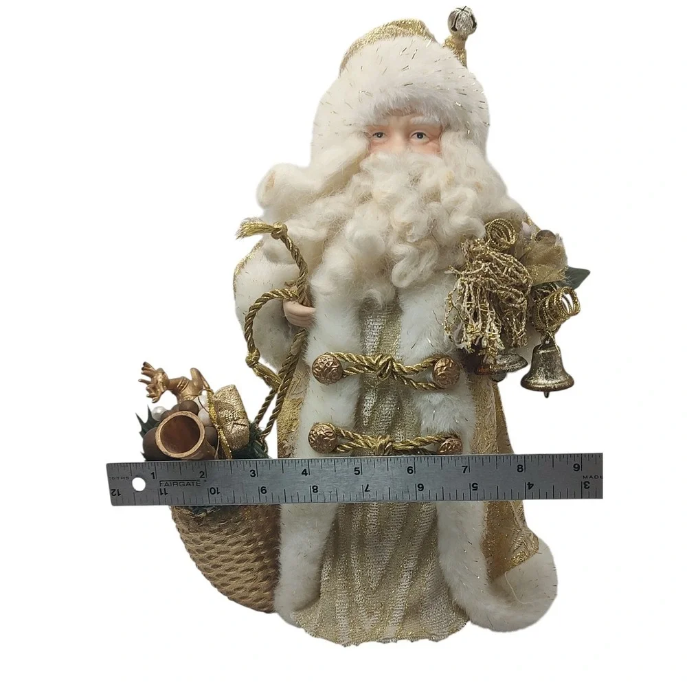 Vintage‎ Santa Claus Christmas Tree Topper Table Top Holiday Decoration Gold